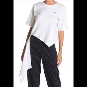 Off-White Logo Spiral Draping High/Low T-Shirt